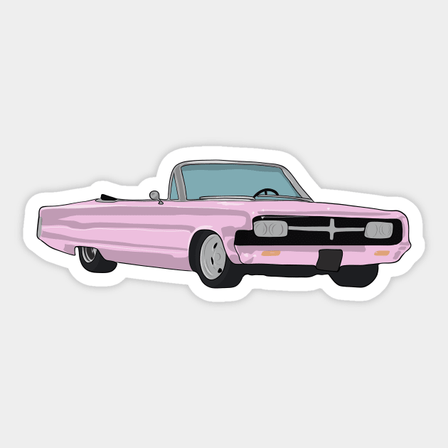 1960s Pink Chevy Car Soft top Sticker by NostalgiaUltra